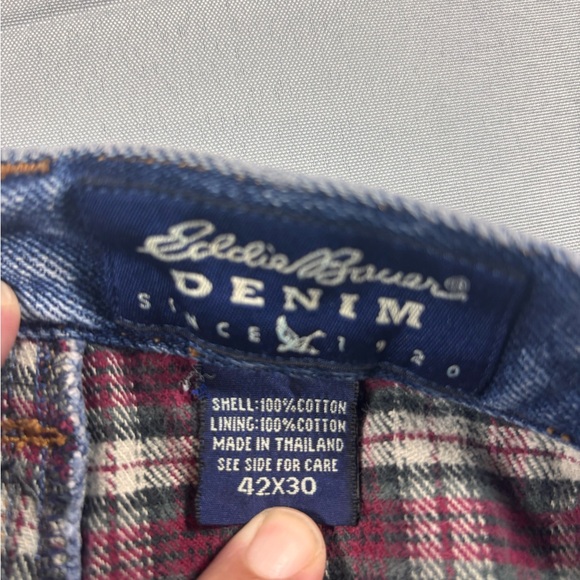 Eddie Bauer Flannel Lined Men's Relaxed Jeans - Blue 42X30 - Picture 8 of 9